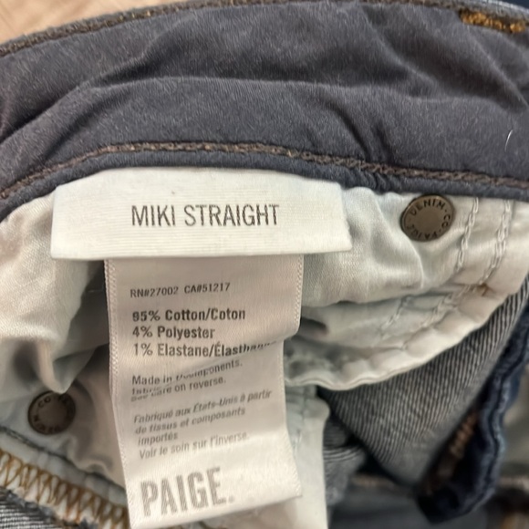 Paige Miki Straight Leg Keiran Destructed Distressed Dark Wash Jeans | Size 25 - Picture 6 of 7